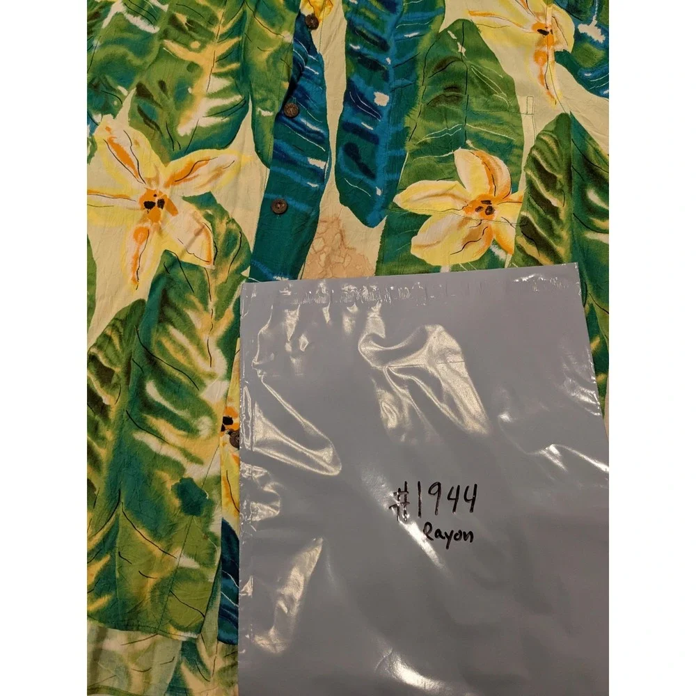 Vtg. Jams World Shirt Mens 2XL Green Tropical Floral Hawaiian Aloha Rayon‎ USA - Picture 15 of 15